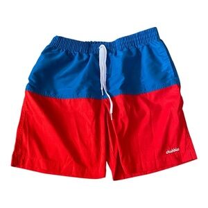 Chubbies Men's Classic Swim Trunks Red and Blue Shorts Size Medium 7” Inseam NEW